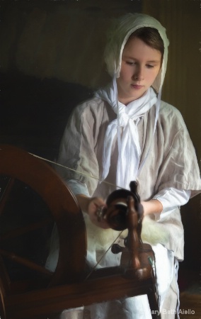 Young Lady and Her Spinning Wheel