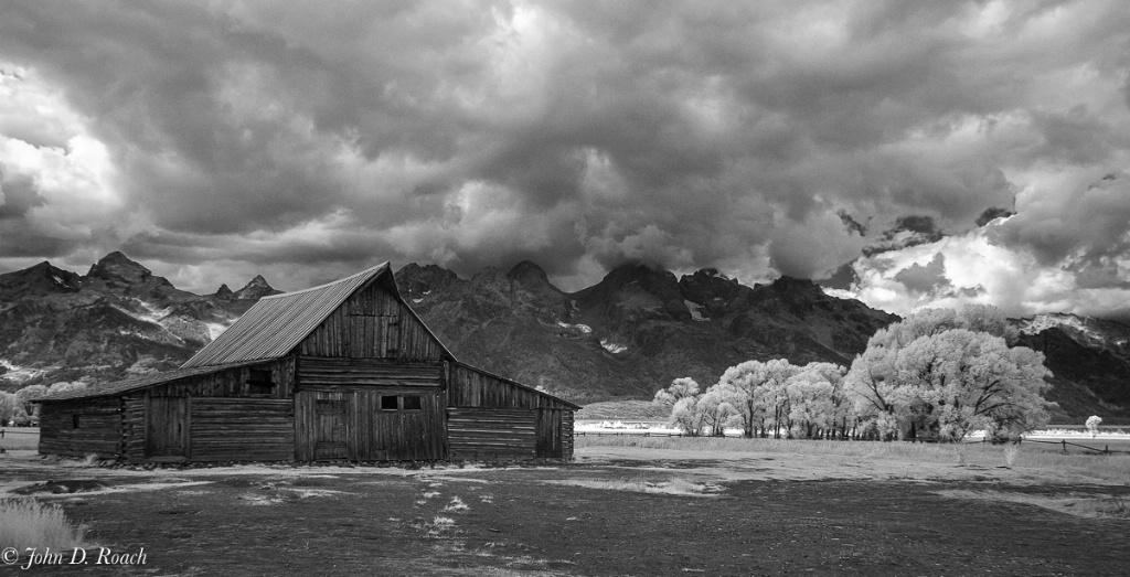 Grand Tetons with Mormon Barn IR Monochrome