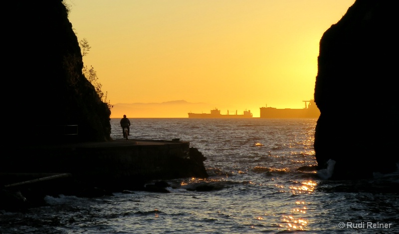 Seawall at sunset, Vancouver BC