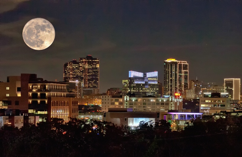 Supermoon Night Lights of Fort Worth