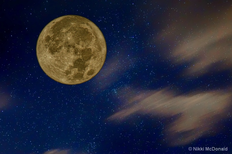 Supermoon and Night Sky