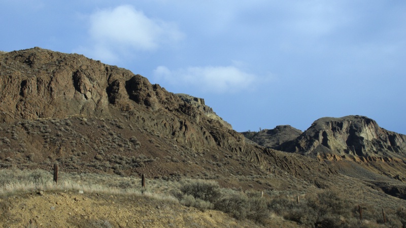 Ancient Fence and Volcanic Outcroppings 