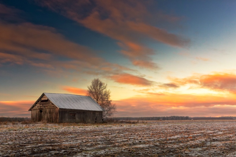 Sunset On The Frosty Fields