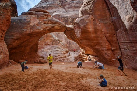Fun at Sand Dune Arch
