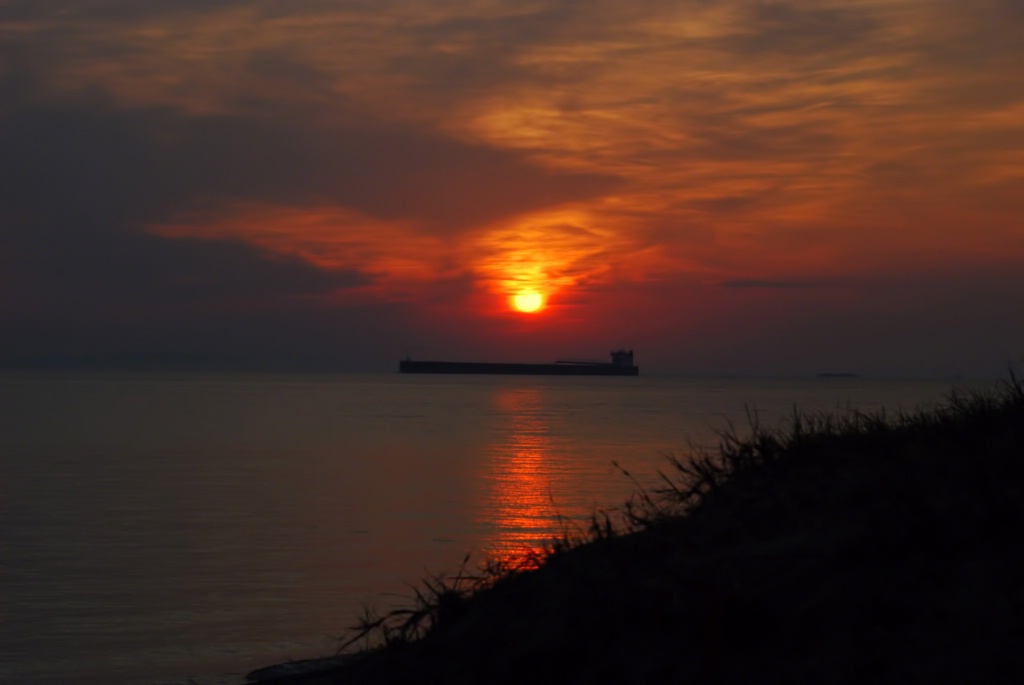 Upbound Freighter at Sunrise