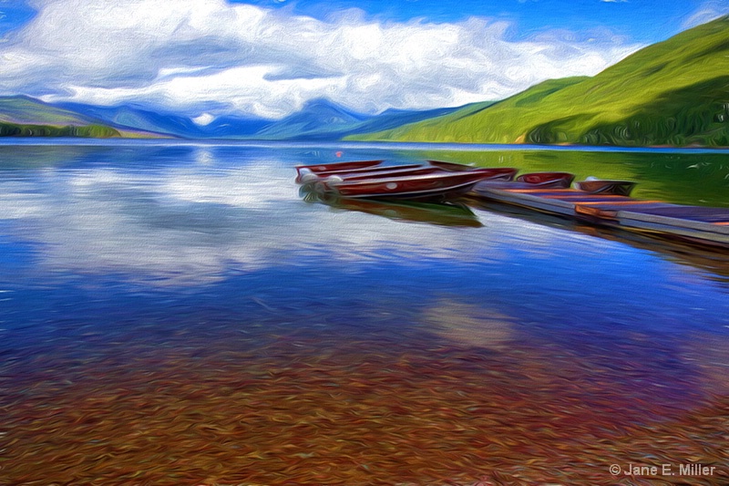 Montana Boat Landscape Painting