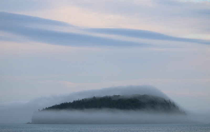 Island Encased In Fog