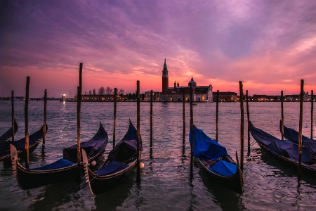 Sunset Glow Over The Gondolas