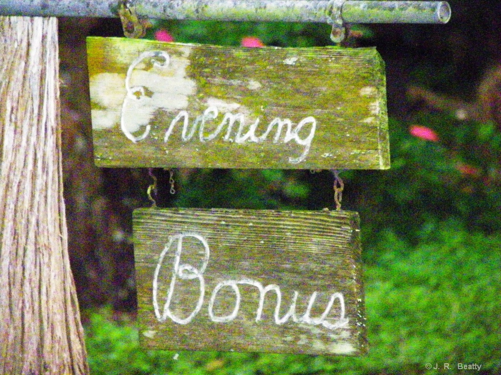 Dad's "Evening Bonus" River Home Sign