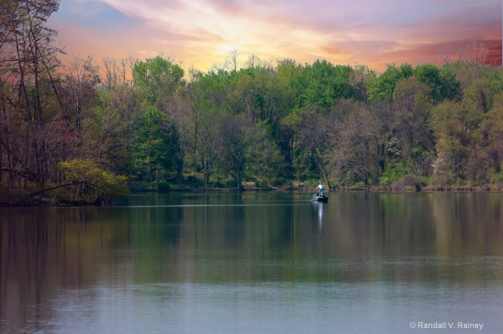 sunset on lake fisherman 