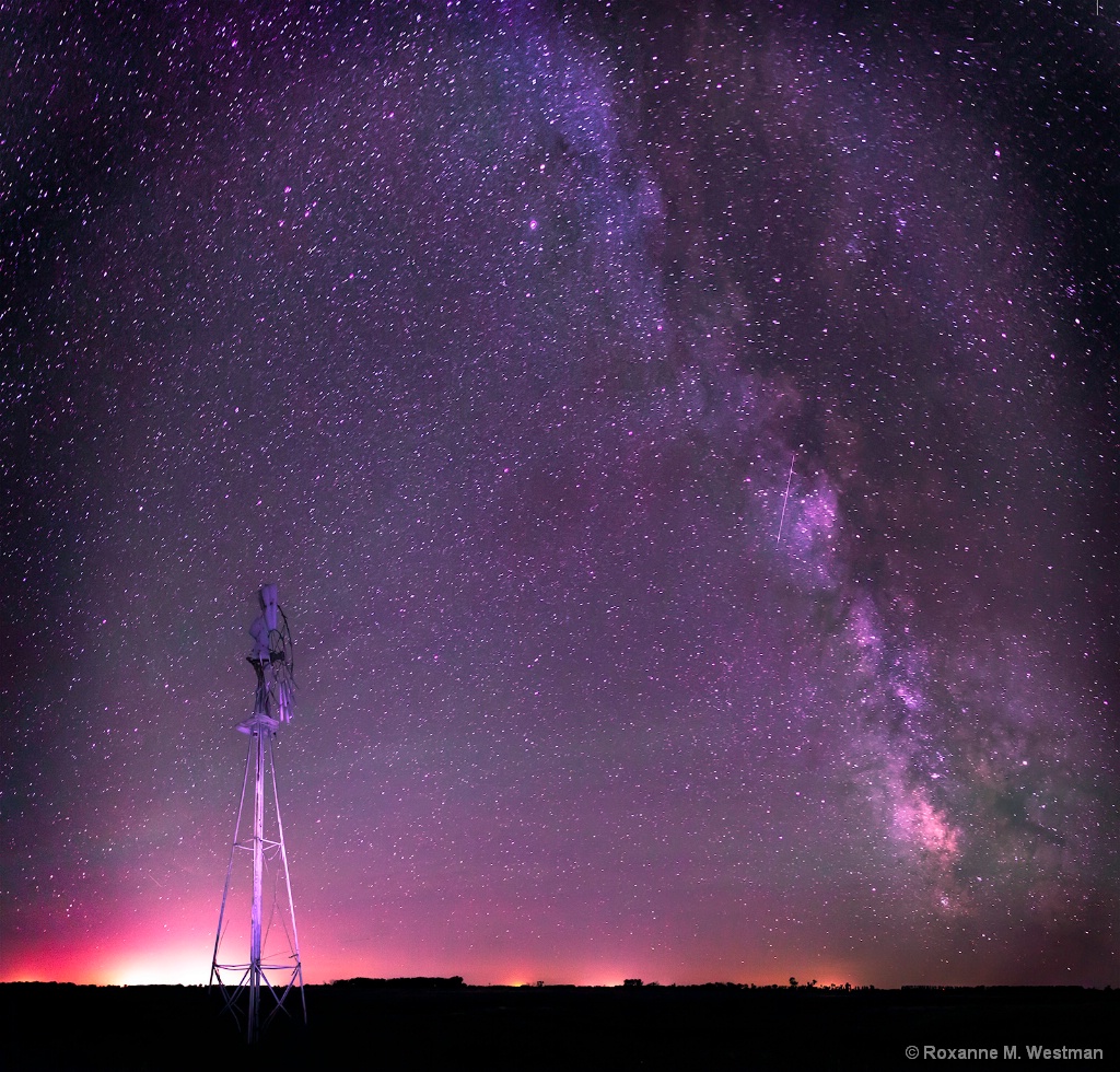 North Dakota windmill under the Milky Way