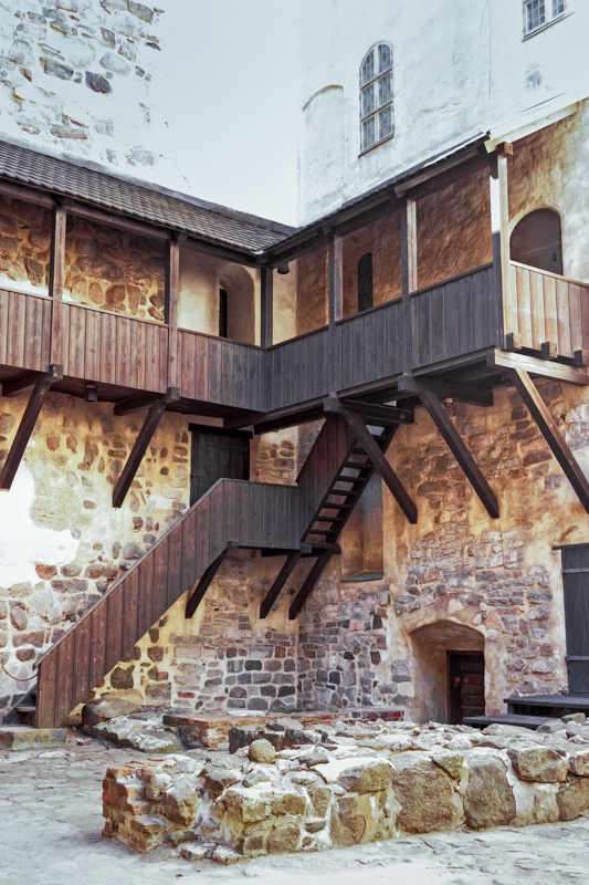 Wooden Stairs At The Turku Castle