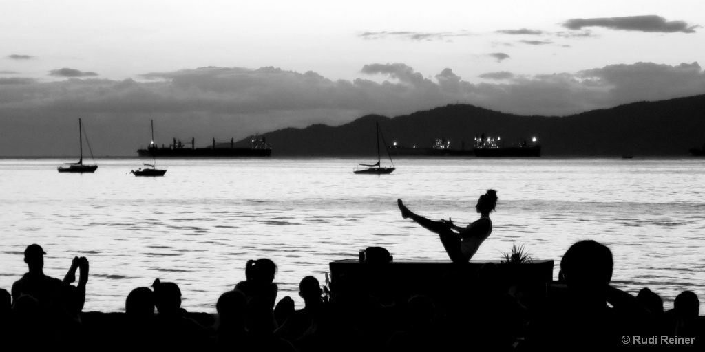 Evening beach yoga