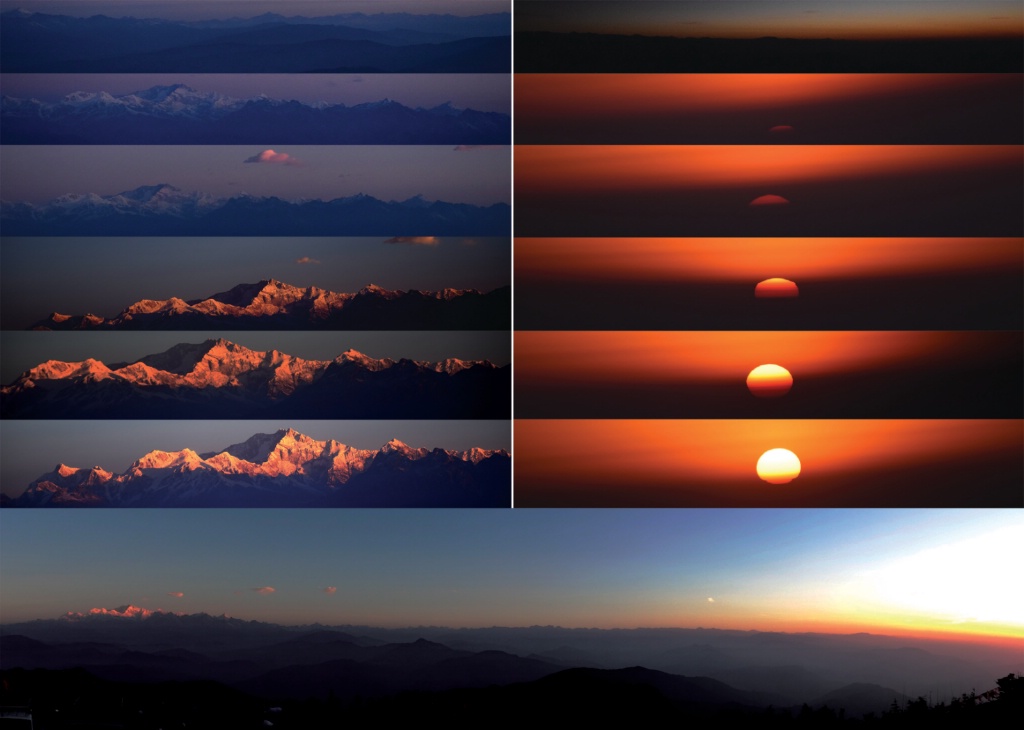 Sunrise sequence on Kanchenjunga