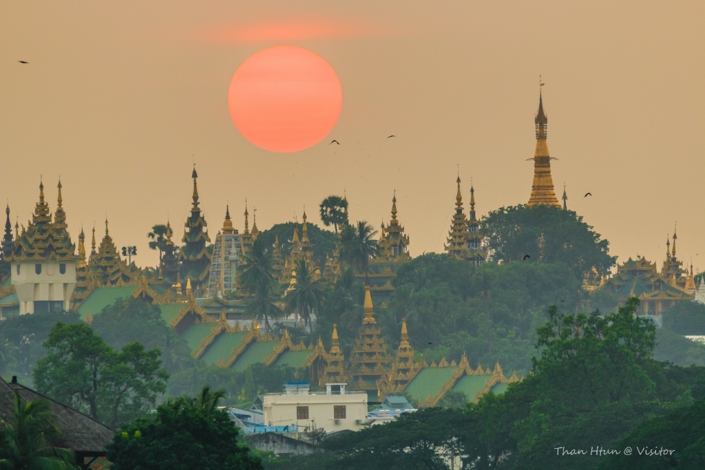 Sun set over pagoda