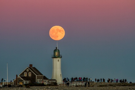 Moon Atop Scituate Lighthouse