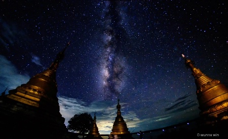 galaxy with pagodas
