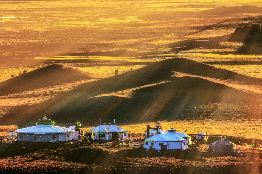 Sunrise at mongolia tents