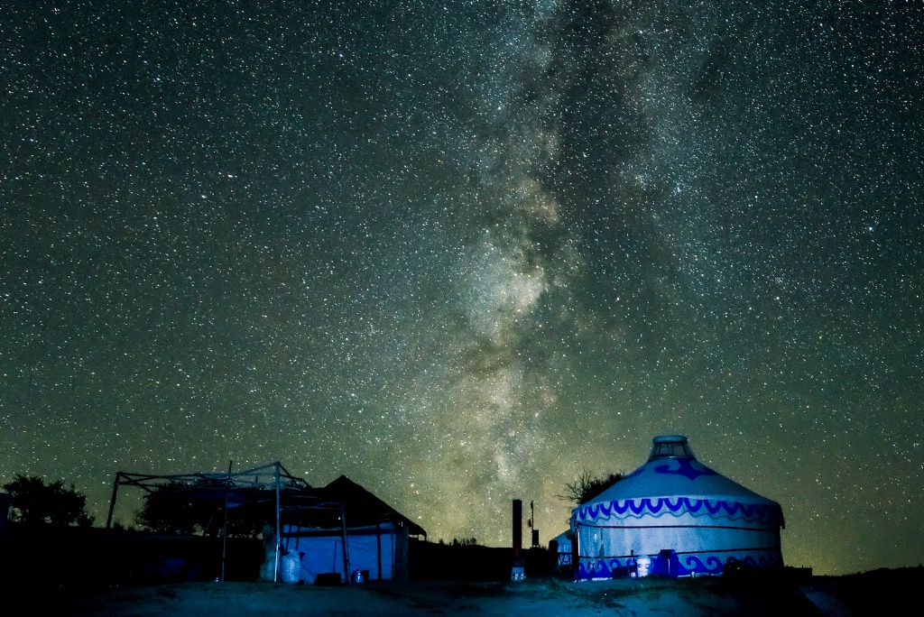 Starry night at tents