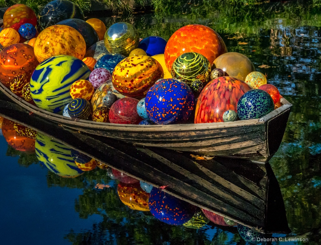 Blown Glass in Wood Boat 