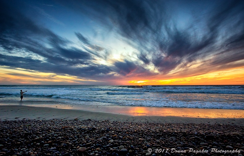 Onshore Fishing at Sunset