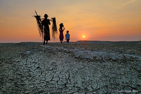 Sunset of Family from Country side