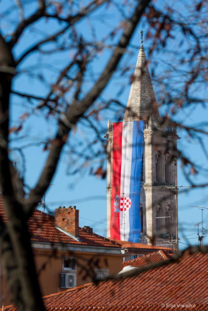 Croatian flag on Zadar's Cathedral