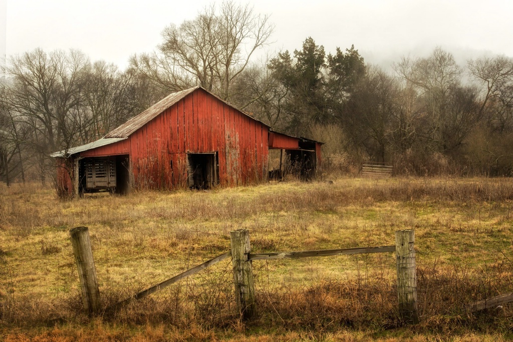 Red Barn In Rain I