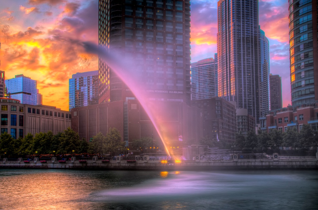 Centennial Fountain Sunset