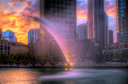 Centennial Fountain Sunset