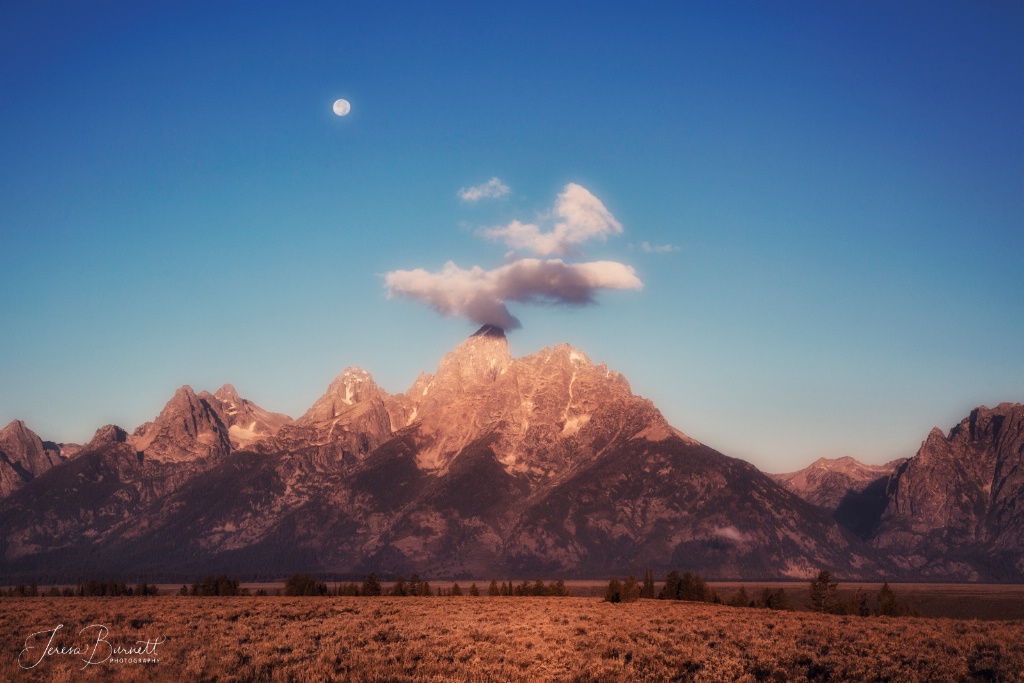 Moon Over The Tetons