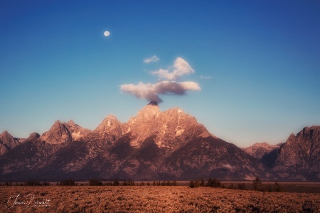 Moon Over The Tetons