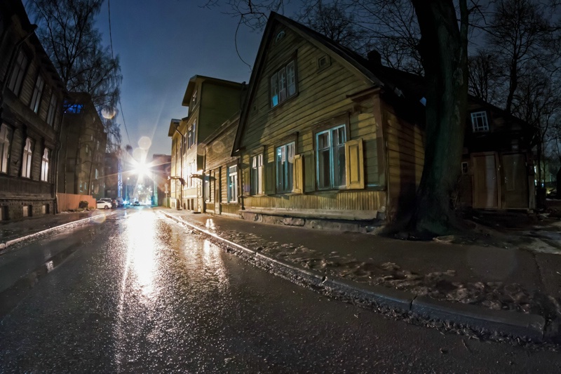 Narrow Street By Winter Night