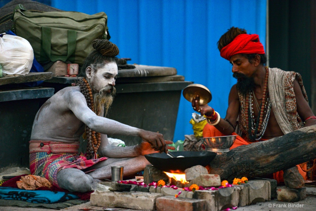 Sadhu preparing a meal in Varanasi