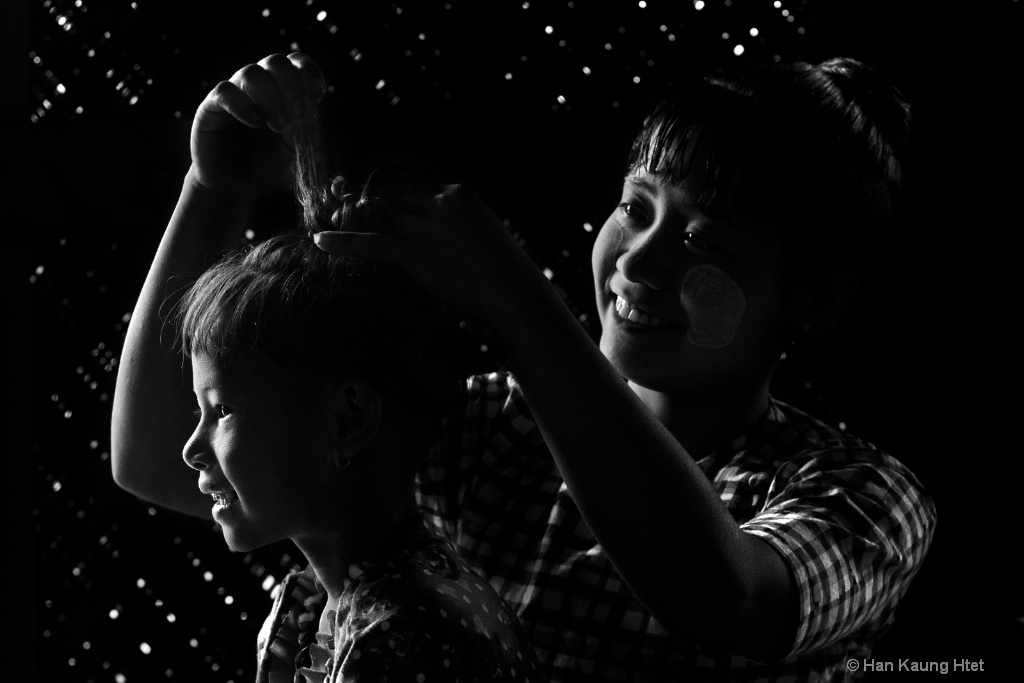 Coiffure of Burmese girl