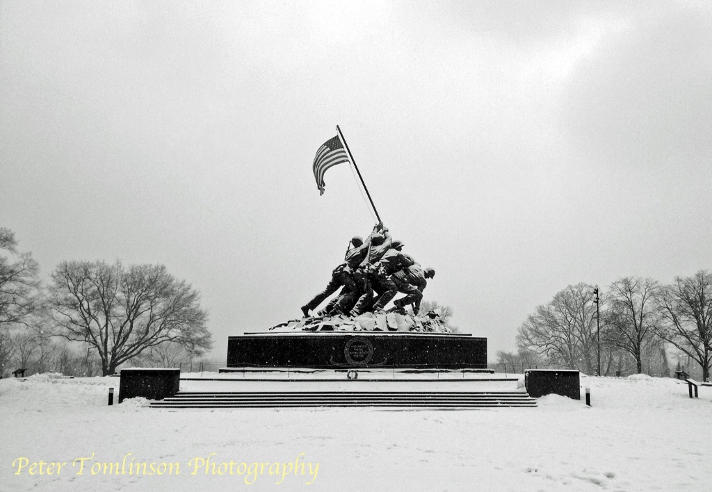 Iwo Jima Memorial in snow, Arlington, Virginia