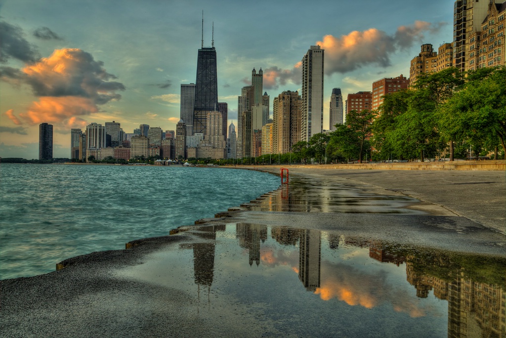 Chicago Sunrise Reflections