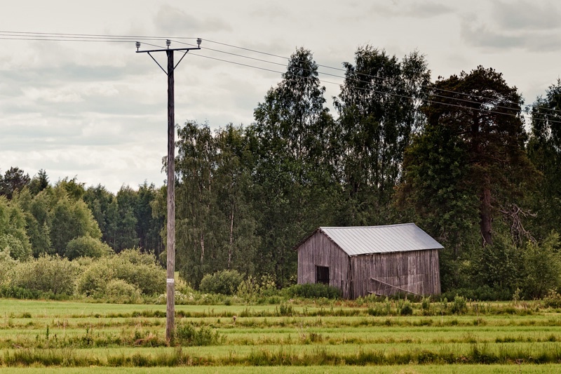 Old Barn By The Power Lines