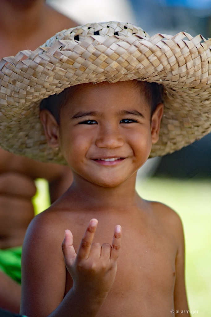 Polynesian Boy at Huahine DSC 1527 alamy - ID: 15595538 © al armiger