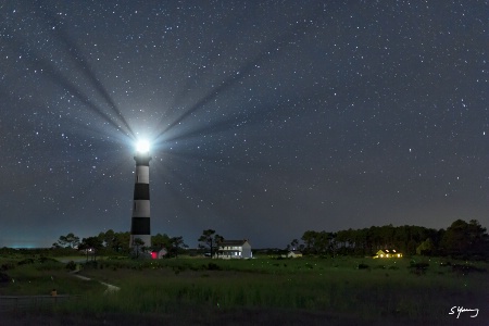 Bodie Island Lightstation With Fireflies
