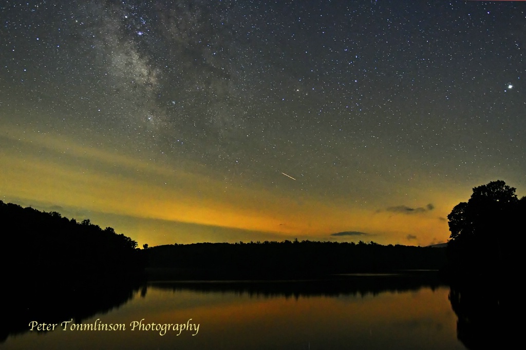 Milky Way and meteor over Price Lake