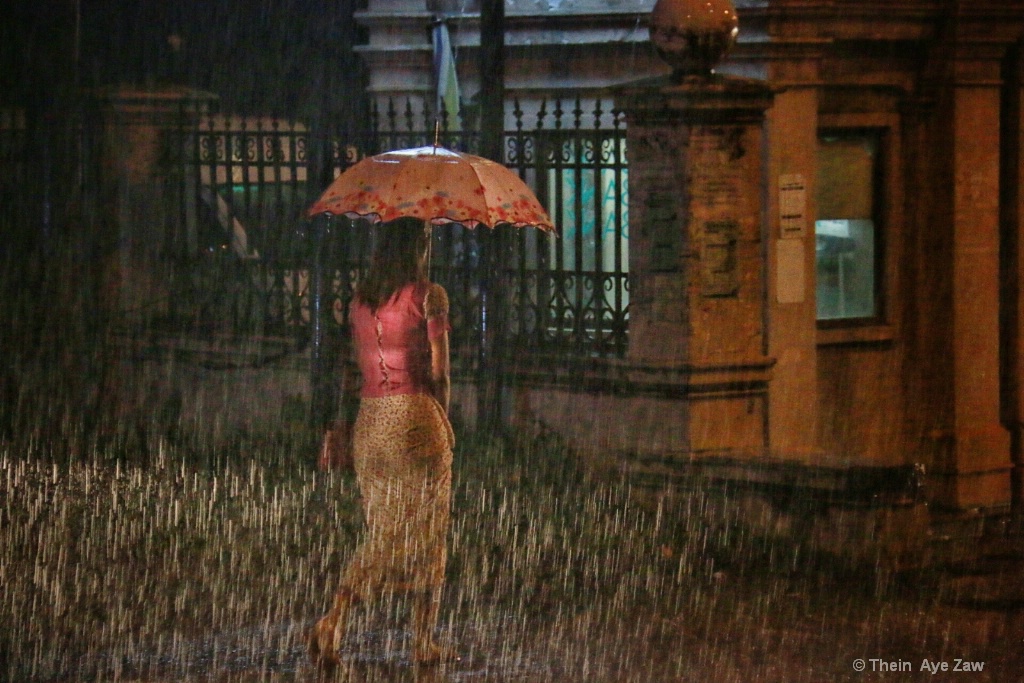 A girl in the rain