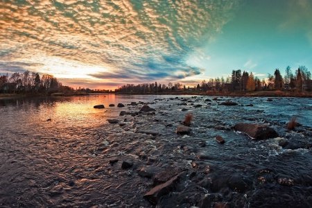 Dramatic Sunset By The River