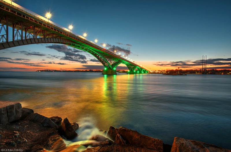 Peace Bridge Light at Sunset