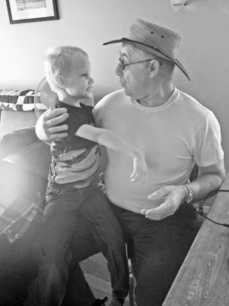 Dakota and his Grandpa bw