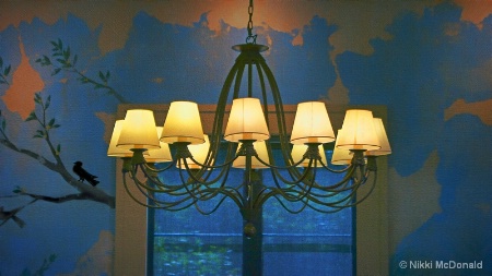 Blue Room with Chandelier