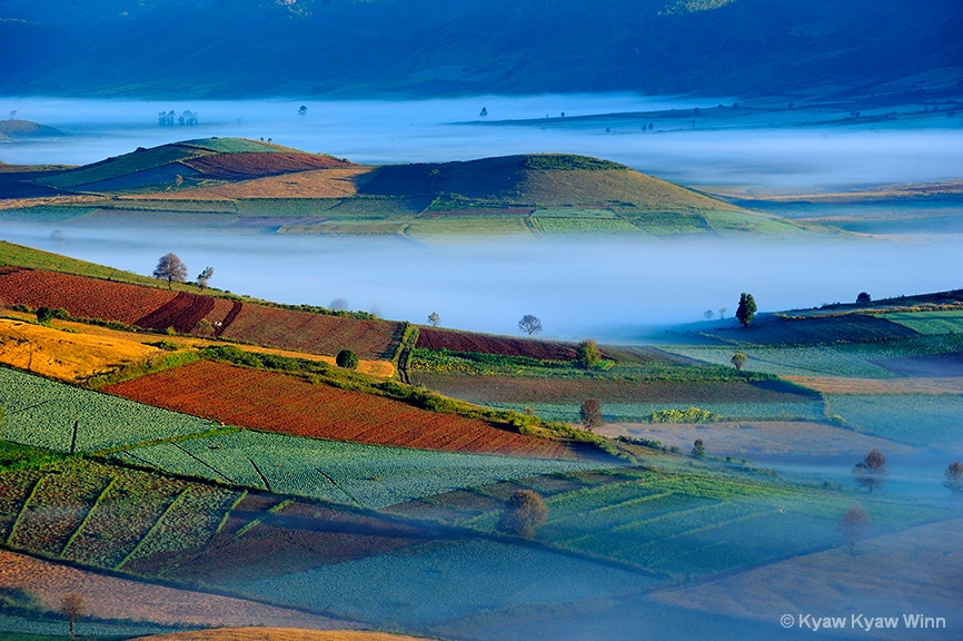 Misty Morning of Shan State in Myanmar