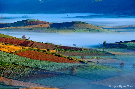 Misty Morning of Shan State in Myanmar