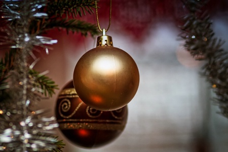 Two Baubles On A Christmas Tree