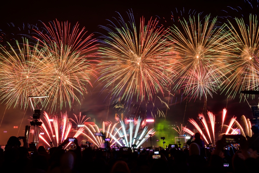 New Year fireworks in Hongkong